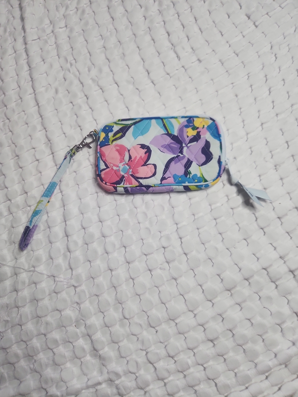 Vera Bradley Floral Wristlet in Pink, Purple & Blue